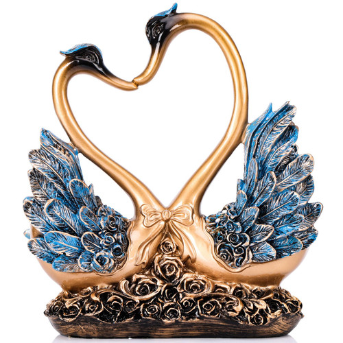 GAOSHENG Blue and Gold Swan Figurine and Sculpture, Blue and Gold Swan Statue, Love Ornament, Small Swan Statue for Home Living Room Centerpieces, Entryway Tables, On Shelves, Home Decor Wedding Gift GAOSHENG Blue and Gold Swan Figurine and Sculpture, Blue and Gold Swan Statue, Love Ornament, Small Swan Statue for Home Living Room Centerpieces, Entryway Tables, On Shelves, Home Decor Wedding Gift
