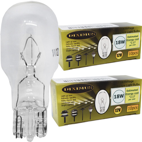 Diximus Landscape Light Bulbs - 20 Pack - 12v Light Bulb - 18 Watt Low Voltage Light Bulbs - T5 Wedge Base Bulbs - Compatible with Malibu Lights - Patio Garden Light Bulbs
