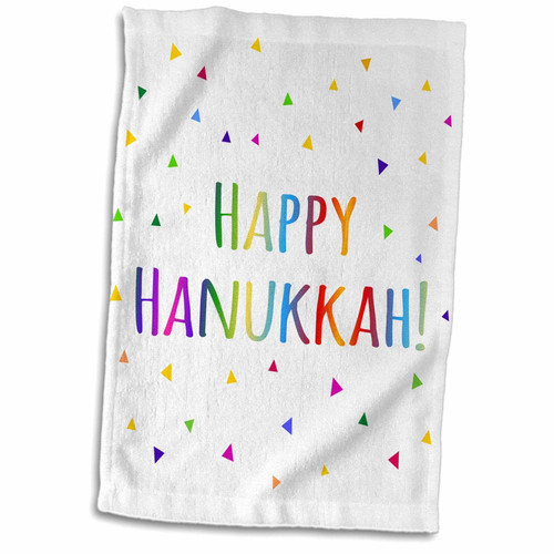 3D Rose Happy Hanukkah Jewish Holiday of Light Colorful Rainbow Text TWL_202088_1 Towel, 15" x 22"