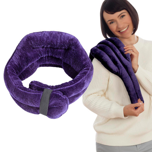 SunnyBay Microwave Heating Pad, Microwavable Heated Neck and Shoulder Wrap with Wide Neck Coverage, Hands-Free Moist Aromatherapy Hot or Cold Pack with Lavender, FSA HSA Approved, 26x5 Inches, Purple