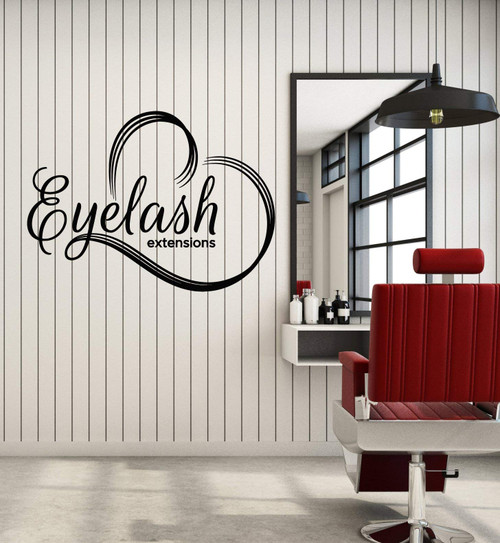 Vinyl Wall Decal Makeup Long Eyelash Extension Beauty Fashion Stickers Mural Large Decor (g4628) Black