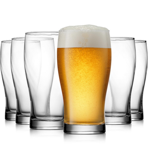 Glaver's Pilsner Beer Glasses Set of 6. 19 Oz Pint Glasses, Unique Designed Drinking Glass Cups. Bar Glasses For Cocktails, Beer, Soda, Juice, Smoothies. Ideal Gift For Men.