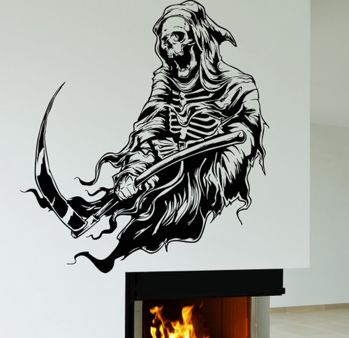 Large Vinyl Wall Decal Grim Reaper Skeleton Death Horror Art Stickers (208ig) Black Large Vinyl Wall Decal Grim Reaper Skeleton Death Horror Art Stickers (208ig) Black