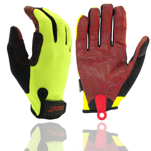 Cestus Boxx, Work Gloves with Grip, Extra Padded Palm, Warehouse Gloves, Breathable, Form Fitting, Box Handling Gloves Men (Hi Vis, Large)