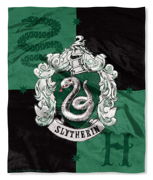 Harry Potter Slytherin House Crest Silk Touch Throw 50" x 60"- Slytherin