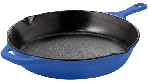 Utopia Kitchen - Saute Fry Pan - Chefs Pan, Pre-Seasoned Cast Iron Skillet - Nonstick Frying Pan 10.25 Inch - Safe Grill Cookware for indoor & Outdoor Use - Cast Iron Pan (Blue)