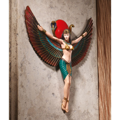 Design Toscano Egyptian Goddess Isis Wall Sculpture, 14 Inch, Full Color