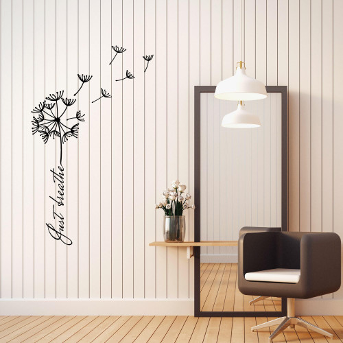 Vinyl Wall Decal Phrase Just Breathe Meditation Room Dandelion Stickers Mural Large Decor (g8368) Black Vinyl Wall Decal Phrase Just Breathe Meditation Room Dandelion Stickers Mural Large Decor (g8368) Black