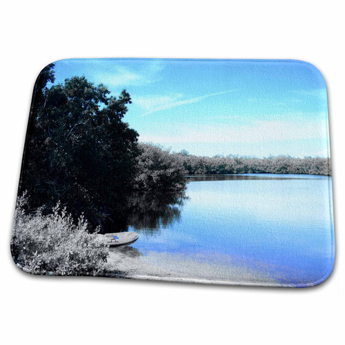 3dRose Image of Black And White Sanibel Lake With Canoe And Blue... - Dish Drying Mats (ddm-326068-1) 3dRose Image of Black And White Sanibel Lake With Canoe And Blue... - Dish Drying Mats (ddm-326068-1)