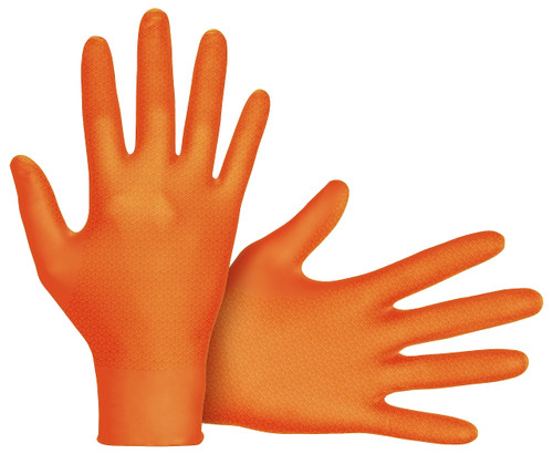 Astro-Grip Powder-Free Exam Grade Nitrile Disposable Gloves. Size Large, Orange, 7 mil Thickness. Chemical and Puncture Resistant. Single-Use. Pack of 100. (66473)