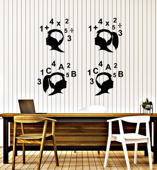 Vinyl Wall Decal Mathematics School Classroom Kids Brain Math Symbol Stickers Mural Large Decor (g2890) Black