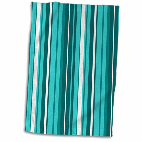 3dRose Blue Candy Stripe Towel, 15" x 22", White