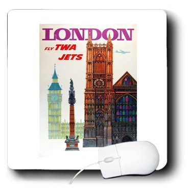 3Drose LLC 8 X 8 X 0.25 Inches Mouse Pad, London N Twa Vintage Travel (Mp_109616_1)