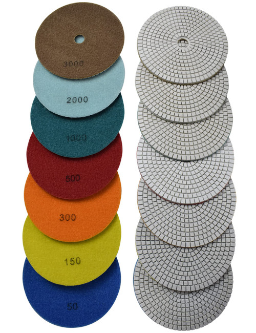 Konfor Diamond Polishing Pad Wet Sandpaper Tool 6 Inch for Grinding Stone Marble Granite Countertop Pack of 7 Pcs