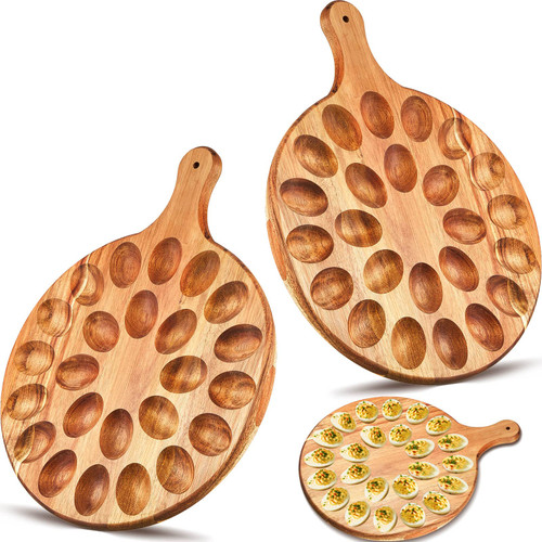 2 Pieces 24 Holes Reversible Wood Deviled Egg Platter Deviled Egg Tray Charcuterie Board Thicken Egg Serving Tray Round Wood Deviled Egg Tray Cutting Board Cheese Serving Platter 2 Pieces 24 Holes Reversible Wood Deviled Egg Platter Deviled Egg Tray Charcuterie Board Thicken Egg Serving Tray Round Wood Deviled Egg Tray Cutting Board Cheese Serving Platter