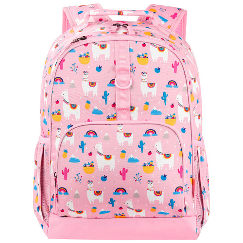 Choco Mocha Llama Backpack for Girls Backpack Elementary School Backpack for Kids Backpacks for Girls 17 inch Backpack for Girls 2nd 3rd Grade Llama Bookbag School Bag 6-8 with Chest Strap Pink