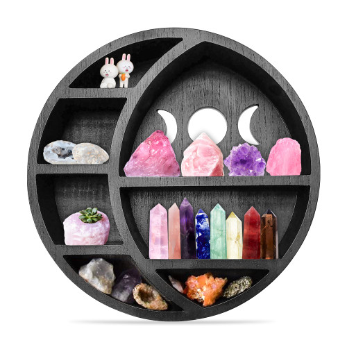 KuteDecor, Crescent Moon Shelf for Crystals , Wiccan Shelf, Crystal Shelf Display, Crystals Decor, Essential Oils Shelves Wooden, Crystal Wall Shelf, Moon Phase (Black) KuteDecor, Crescent Moon Shelf for Crystals , Wiccan Shelf, Crystal Shelf Display, Crystals Decor, Essential Oils Shelves Wooden, Crystal Wall Shelf, Moon Phase (Black)