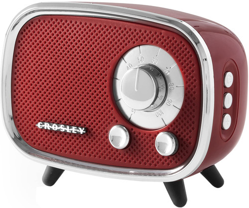 Crosley CR3039A-RE Rondo Retro Portable Rechargeable Bluetooth Speaker, Red