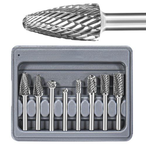 Carbide Burr Set 1/4" Shank 8PC Die Grinder Bits Carbide Rotary Burr Set Compatible with Dremel Bits for Metal Wood Carving Engraving Polishing Drilling Carbide Burr Set 1/4" Shank 8PC Die Grinder Bits Carbide Rotary Burr Set Compatible with Dremel Bits for Metal Wood Carving Engraving Polishing Drilling