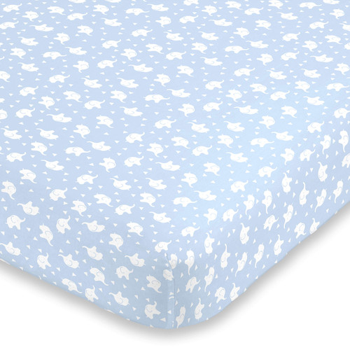 NoJo Super Soft Elephant Fitted Crib Sheet, Blue/White NoJo Super Soft Elephant Fitted Crib Sheet, Blue/White