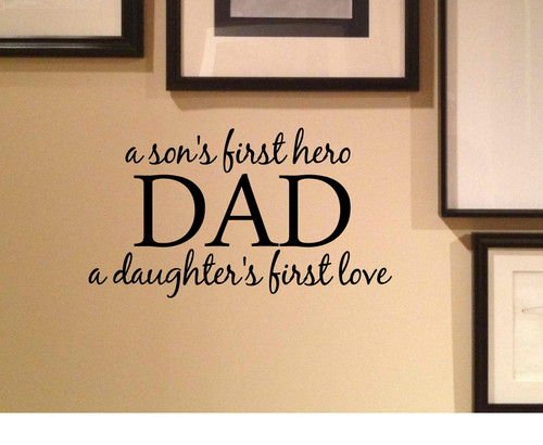 CCS A Son's First Hero Dad a Daughter's First Love 22x12 Inches Symbol Matte Black Vinyl Silhouette Keypad Track Pad Decal Window Wall Quotes Sayings Art Vinyl Decal
