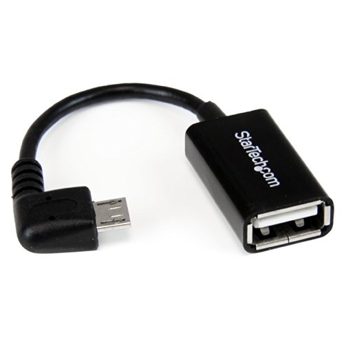 StarTech.com 5in Right Angle Micro USB to USB OTG Host Adapter M/F - Angled Micro USB Male to USB A Female On-The-Go Host Cable Adapter