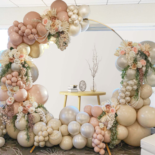 Pastel Nude Balloon Garland Kit, SCMDOTI Double Stuffed Blush Pink Nude White Balloon Arch Garland Kit for Wedding, Boho Party, Baby Shower Decoration, Birthday, Bridal Shower,Gender Reveal Party Deco