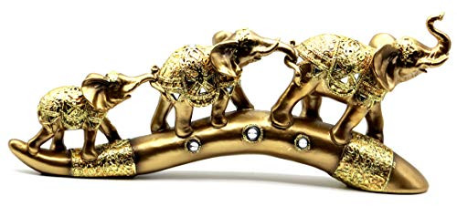 Set of 3 Brass Color feng Shui Elephant Collectible Statue on Bridge Trunk, Wealth Lucky Figurines Perfect for Home Office Decor- by Crystal Collection Set of 3 Brass Color feng Shui Elephant Collectible Statue on Bridge Trunk, Wealth Lucky Figurines Perfect for Home Office Decor- by Crystal Collection