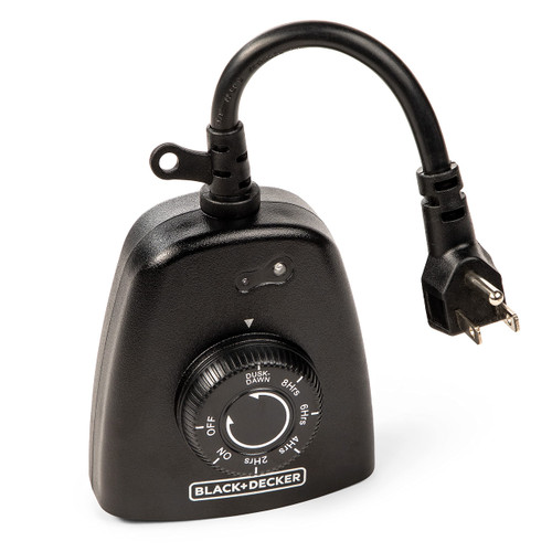 Black+Decker Outdoor Timer with 3 Grounded Outlets - Waterproof Outlet Timer with Countdown, Dusk to Dawn Timer for Lights, Holiday Decorations - Durable Light Timers with Photocell Sensor