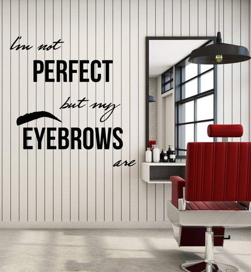 Vinyl Wall Decal Lettering Phrase Perfect Eyebrows Beauty Studio Stickers Mural Large Decor (g1632) Black