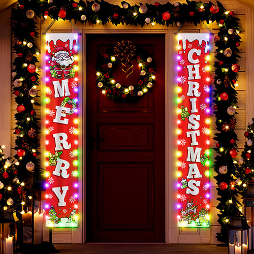 Christmas Decorations Reversible Christmas Banner with String Lights,Merry Christmas Banner Porch Sign,Christmas Banners for Outside Xmas Outdoor Decor Front Door Yard Garage?Battery Not Included? Christmas Decorations Reversible Christmas Banner with String Lights,Merry Christmas Banner Porch Sign,Christmas Banners for Outside Xmas Outdoor Decor Front Door Yard Garage?Battery Not Included?