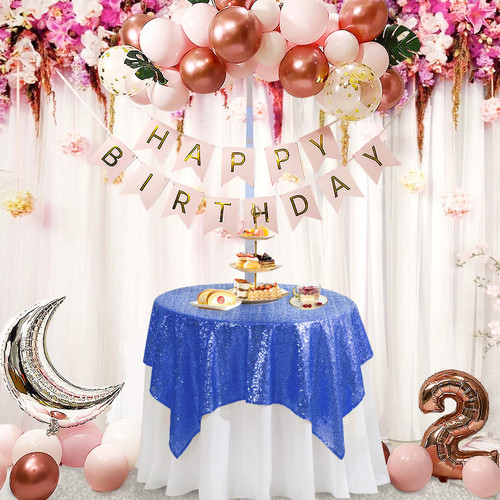 Pufogu 50"x50" Royal Blue Sequin Tablecloth Square Glitter Royal Blue Table Cloths for Birthday Wedding Bridal Baby Shower Party Decorations Pufogu 50"x50" Royal Blue Sequin Tablecloth Square Glitter Royal Blue Table Cloths for Birthday Wedding Bridal Baby Shower Party Decorations