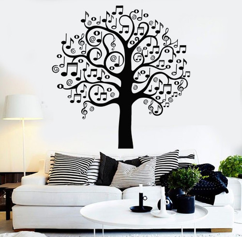 Large Vinyl Wall Decal Musical Tree Music Art Decor Home Decoration Stickers Mural (141ig) Matte Black