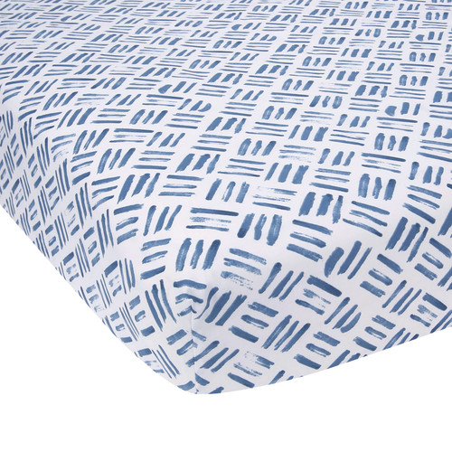 Lambs & Ivy Signature Crosshatch Organic Cotton Navy Blue Fitted Crib Sheet Lambs & Ivy Signature Crosshatch Organic Cotton Navy Blue Fitted Crib Sheet