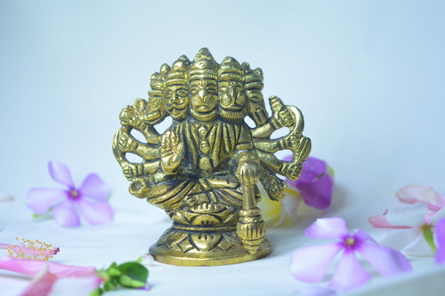 Brass Panchmukhi Hanuman Statue Murti Idol 3"inch - Brass Lord Bajrangbali Decorative Worship Hindu Gods Decor Deity Gift Figurine for Office/Home Figure Anjaneya Pavanputra Sculpture Monkey God Face Brass Panchmukhi Hanuman Statue Murti Idol 3"inch - Brass Lord Bajrangbali Decorative Worship Hindu Gods Decor Deity Gift Figurine for Office/Home Figure Anjaneya Pavanputra Sculpture Monkey God Face