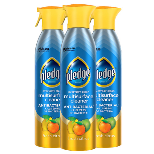 Pledge Everyday Clean Multi Surface Cleaner & Antibacterial Spray Aerosol, Works on Wood, Granite, and More, Fresh Citrus, 9.7 oz (Pack of 3)