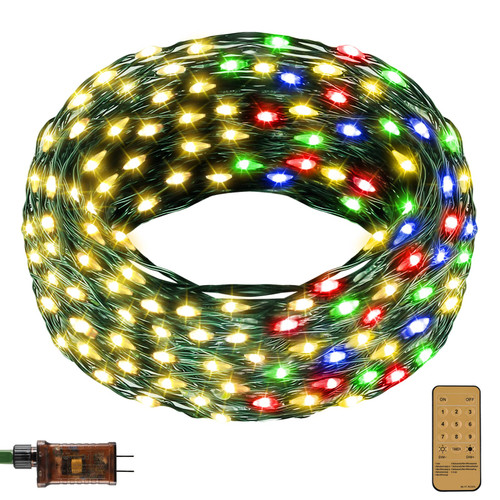 XUNXMAS Outdoor Indoor String Lights Christmas 300LED Warm White Multicolor Fairy Lights 99ft Green Wire Dimmable with Remote Control, Waterproof Fairy Light for DIY Christmas Tree XUNXMAS Outdoor Indoor String Lights Christmas 300LED Warm White Multicolor Fairy Lights 99ft Green Wire Dimmable with Remote Control, Waterproof Fairy Light for DIY Christmas Tree