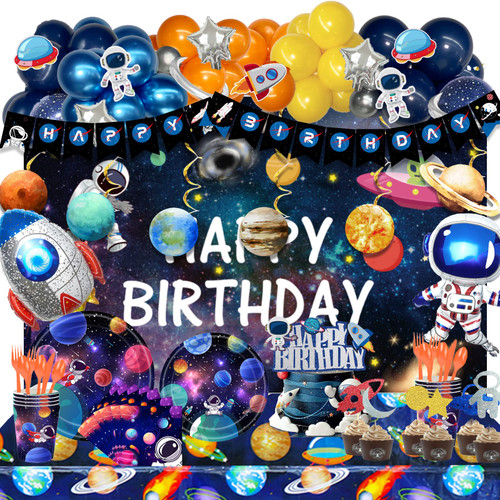 243 PCs Space Birthday Decorations, Hombae Outer Space Galaxy Themed Party Supplies Backdrop Balloon Garland Cutout Banner Hanging Swirl Tablecloth Cake Topper Plate Napkin Cup Straw Knife Spoon Fork 243 PCs Space Birthday Decorations, Hombae Outer Space Galaxy Themed Party Supplies Backdrop Balloon Garland Cutout Banner Hanging Swirl Tablecloth Cake Topper Plate Napkin Cup Straw Knife Spoon Fork