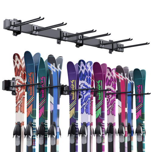 Haocute Ski Storage Racks,Adjustable Ski and Snowboard Wall Storage Rack for 12 Pairs Ski 47" Rail,Home and Garage Rack System