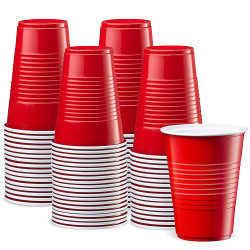 [50 Pack] 9 oz. Disposable Party Plastic Cups - Red Drinking Cups