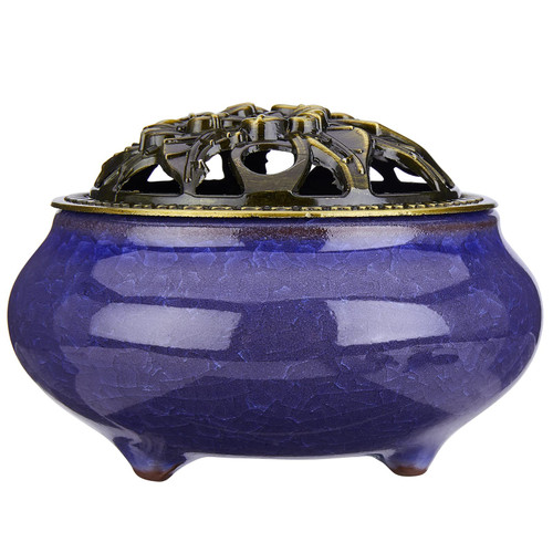 MISTHO Ceramic Incense Burner with Copper Lid with Metal Incense Holder for Sandalwood Incense, Palo Santo, Sage Cone and Frankincense(Gemstone Blue) MISTHO Ceramic Incense Burner with Copper Lid with Metal Incense Holder for Sandalwood Incense, Palo Santo, Sage Cone and Frankincense(Gemstone Blue)