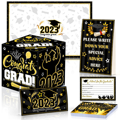 Class of 2023 Graduation Card Box Graduation Party Decorations Graduation Boxes with 1Graduation Signature Board 35 Advice Cards 2 Card Holder Card Box for 2023 Graduations Party Supplies Gifts Black Class of 2023 Graduation Card Box Graduation Party Decorations Graduation Boxes with 1Graduation Signature Board 35 Advice Cards 2 Card Holder Card Box for 2023 Graduations Party Supplies Gifts Black