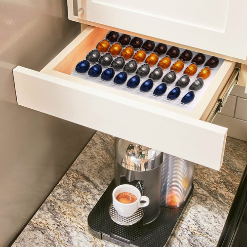 RAMIEYOO Coffee Capsule Storage Drawer Tray,Drawer Insert Organizer Compatible with Nespresso Vertuo Vertuoline Capsules for Kitchen,Home,Office(Acrylic)