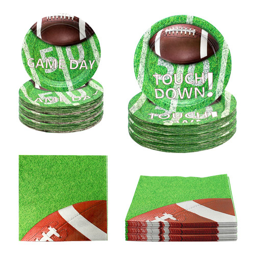 180PCS Football Party Supplies Set Serve 60 | Football Paper Plate and Napkin Kit Includes Dinner Plate, Dessert Plate, Napkin | Perfect for Football Gameday Tailgate Party Birthday Party Decorations 180PCS Football Party Supplies Set Serve 60 | Football Paper Plate and Napkin Kit Includes Dinner Plate, Dessert Plate, Napkin | Perfect for Football Gameday Tailgate Party Birthday Party Decorations