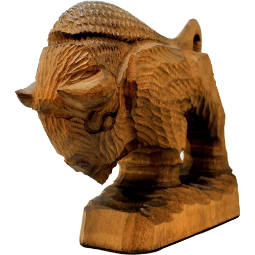 Hand-Carved Wooden Bison Statue - Artistic Wood Figurine of The American Buffalo - Collectible Wildlife Accent for Home Decor - Natural Brown Finish, 5.2 Inches Hand-Carved Wooden Bison Statue - Artistic Wood Figurine of The American Buffalo - Collectible Wildlife Accent for Home Decor - Natural Brown Finish, 5.2 Inches