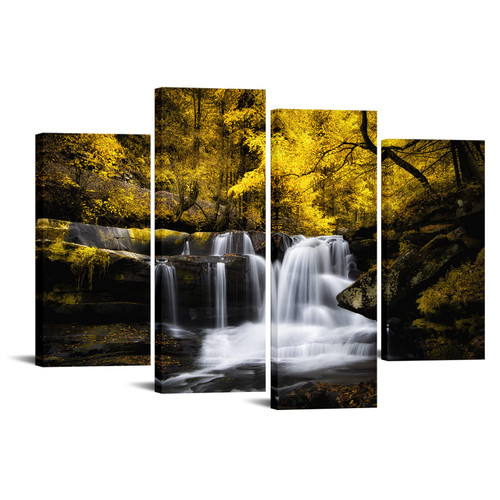 LevvArts 4 Pieces Fall Wall Art Yellow Tree Forest Waterfall Picture Canvas Print Autumn Landscape Paintings Framed for Office Home Living Room Decor Ready to Hang LevvArts 4 Pieces Fall Wall Art Yellow Tree Forest Waterfall Picture Canvas Print Autumn Landscape Paintings Framed for Office Home Living Room Decor Ready to Hang