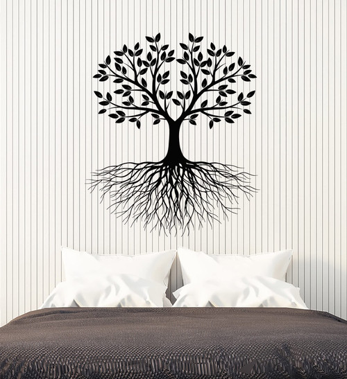 Vinyl Wall Decal Branch Tree Life Spring Roots Leaves Living Room Stickers Mural Large Decor (g7211) Black