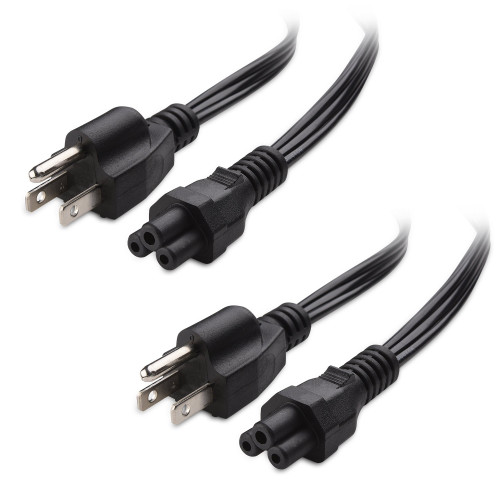 Cable Matters 2-Pack 3 Prong Power Cord 3 ft, UL Listed 16 AWG Laptop Power Cord, 3 Prong Replacement Cord Compatible with Dell HP ASUS Computers/Power Cord 3 Prong (NEMA 5-15P to IEC C5) - 3 Feet