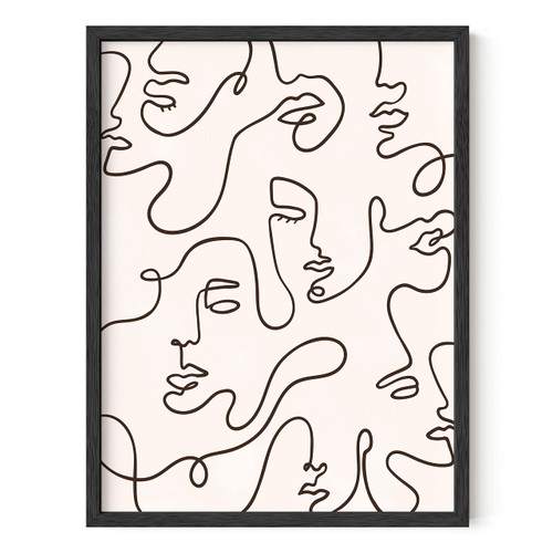 HAUS AND HUES Minimalist Line Art Wall Decor Woman Art Print Minimalist Art Wall Decor, Silhouette Wall Art Minimalist Line Art Posters, Female Figure Wall Art Minimalist (12"x16", Framed Black)