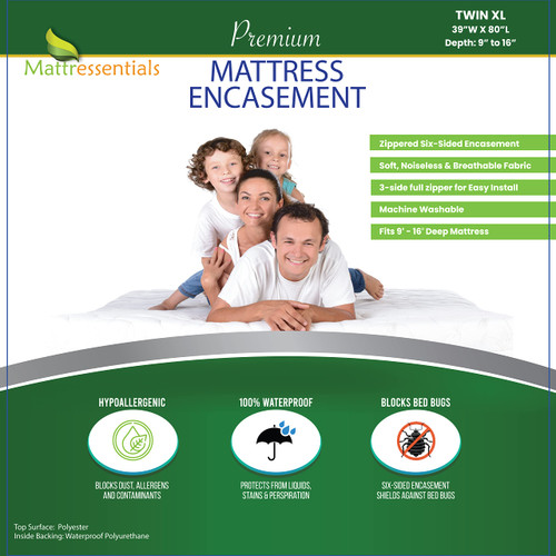 Zippered Twin XL Mattress Protector - Bed Bug Waterproof Mattress Cover, Premium Quality Hypoallergenic Encasement Zippered Twin XL Mattress Protector - Bed Bug Waterproof Mattress Cover, Premium Quality Hypoallergenic Encasement